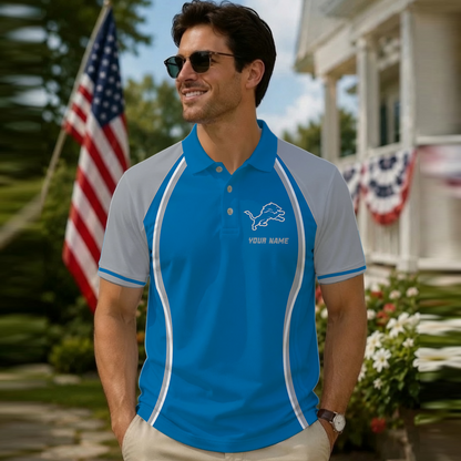 [SPECIAL OFFER] NEW CUSTOMIZED NFL04 DTL DETROIT LIONS POLO SHIRT