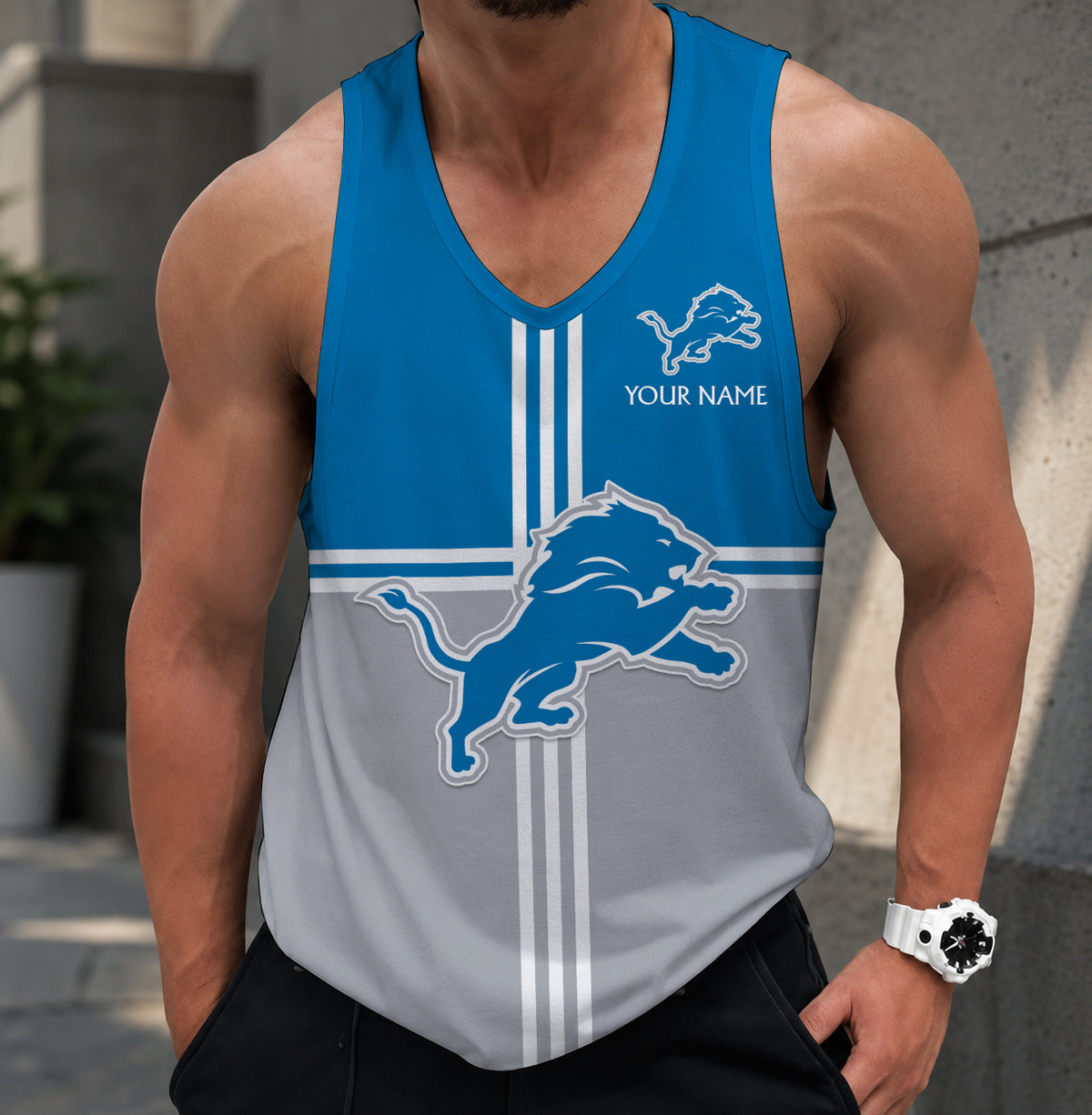 EXCLUSIVE EDITION - NEW CUSTOMIZED NFL04 DTL DETROIT LIONS TANK TOP