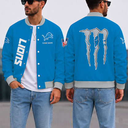 LIMITED EDITION - NEW CUSTOMIZED NFL04 DTL DETROIT LIONS SATIN VARSITY & BASEBALL JACKET