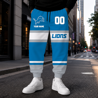 LIMITED EDITION - NEW CUSTOMIZED NFL04 DTL DETROIT LIONS SWEATPANTS
