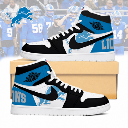 LIMITED EDITION - NEW CUSTOMIZED NFL04 DTL DETROIT LIONS AIR JORDAN SNEAKERS