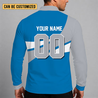 [SPECIAL OFFER] NEW CUSTOMIZED NFL04 DTL DETROIT LIONS LONG SLEEVE POLO SHIRT