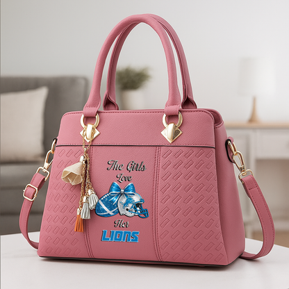 LIMITED EDITION - NEW CUSTOMIZED NFL04 DTL DETROIT LIONS WOMEN'S ZIP HANDBAG MULTICOLOR