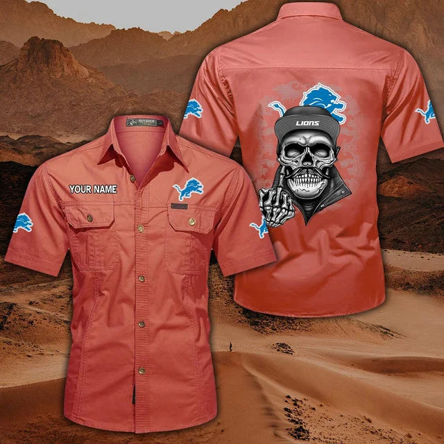 [SPECIAL OFFER] NEW CUSTOMIZED NFL04 DTL DETROIT LIONS MUTICOLOR MEN'S CARGO SHIRT