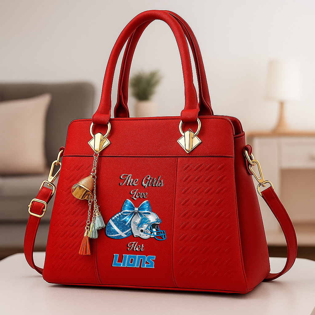 LIMITED EDITION - NEW CUSTOMIZED NFL04 DTL DETROIT LIONS WOMEN'S ZIP HANDBAG MULTICOLOR