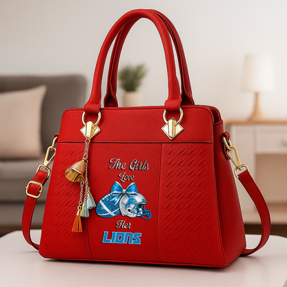 LIMITED EDITION - NEW CUSTOMIZED NFL04 DTL DETROIT LIONS WOMEN'S ZIP HANDBAG MULTICOLOR