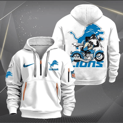 [SPECIAL OFFER] NEW CUSTOMIZED NFL04 DTL DETROIT LIONS MUTICOLOR QUARTER ZIP HOODIE