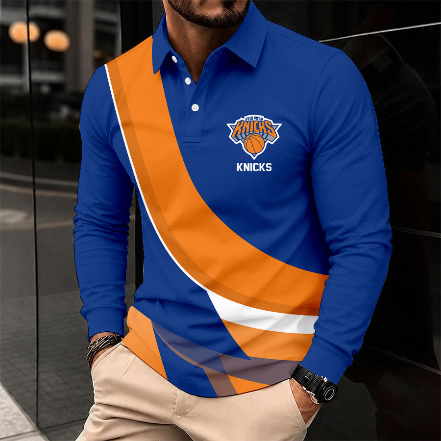 [HOT DEAL] NEW CUSTOMIZED NBA04 NYK NEW YORK KNICKS MEN LONG SLEEVE POLO