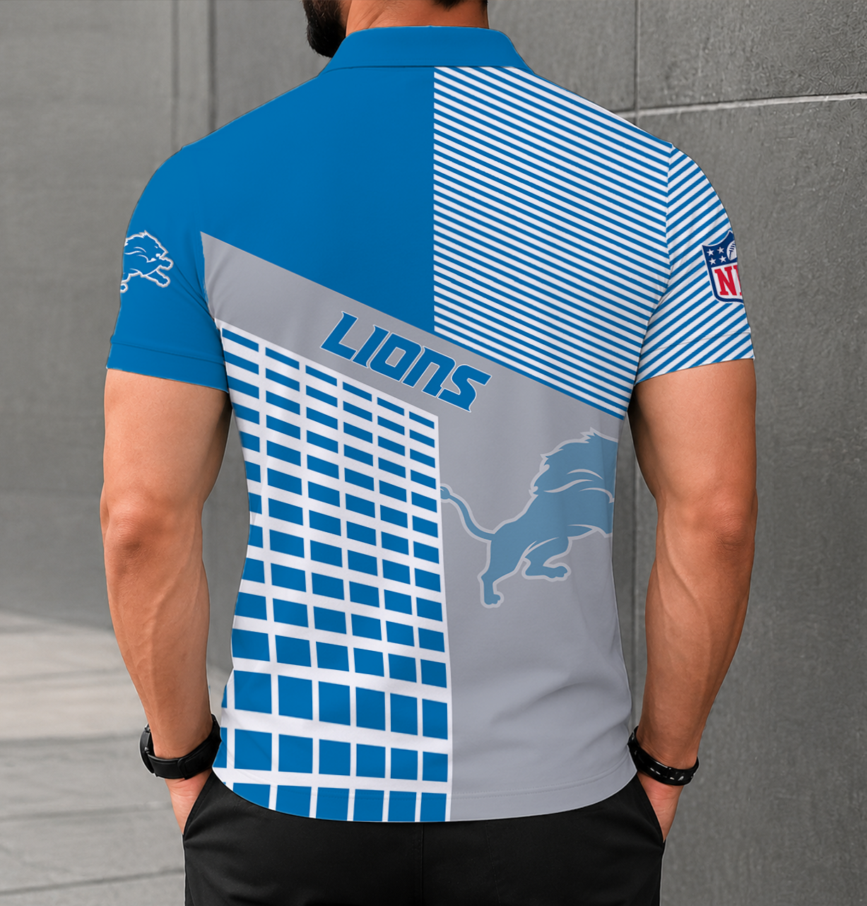 LIMITED EDITION - NEW CUSTOMIZED NFL04 DTL DETROIT LIONS POLO SHIRT