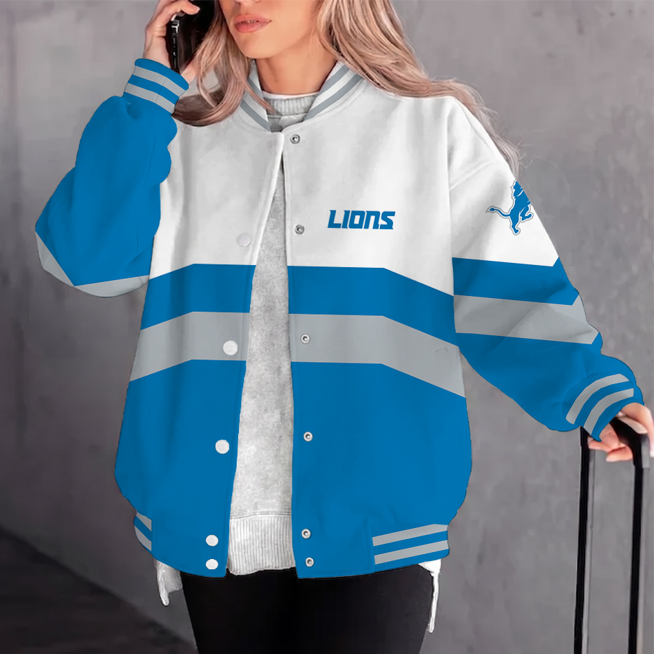 [SPECIAL OFFER] NEW CUSTOMIZED NFL04 DTL DETROIT LIONS SATIN VARSITY & BASEBALL JACKET
