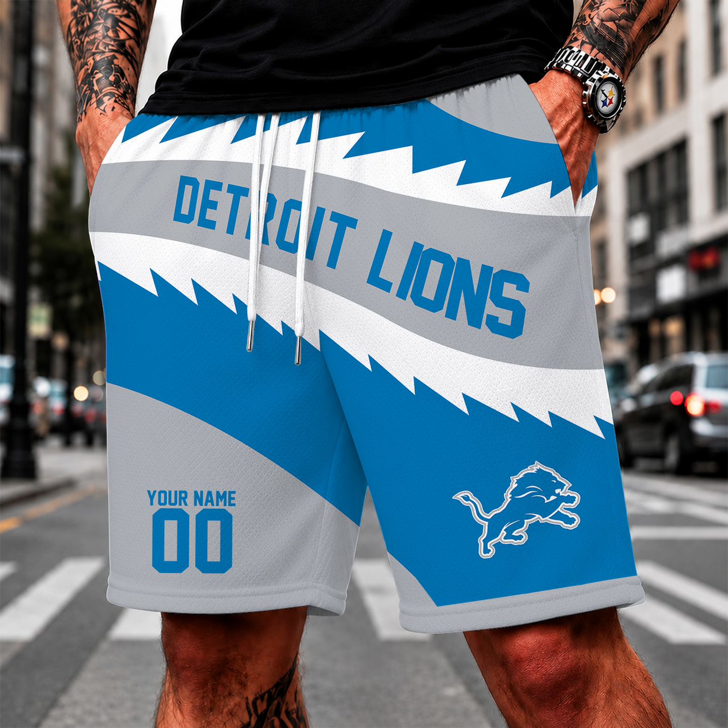[SPECIAL OFFER] NEW CUSTOMIZED NFL04 DTL DETROIT LIONS SHORT PANTS