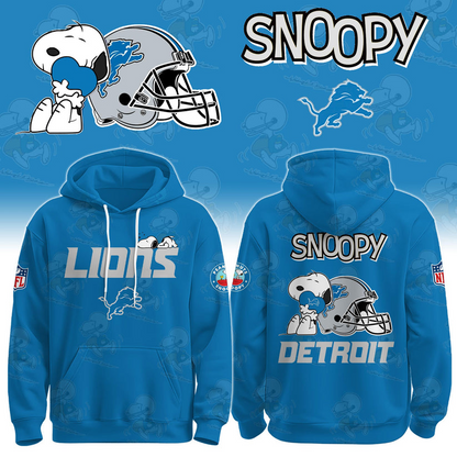 LIMITED EDITION - NEW CUSTOMIZED NFL04 DTL DETROIT LIONS & SNOOPY UNISEX T-SHIRT, POLO, HOODIE & JACKETS