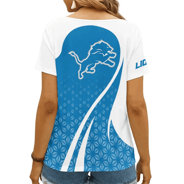 LIMITED EDITION - NEW CUSTOMIZED NFL04 DTL DETROIT LIONS V-NECK FEMALE SHIRT