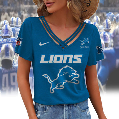 [SPECIAL OFFER] NEW CUSTOMIZED NFL04 DTL DETROIT LIONS V-NECK SHIRT