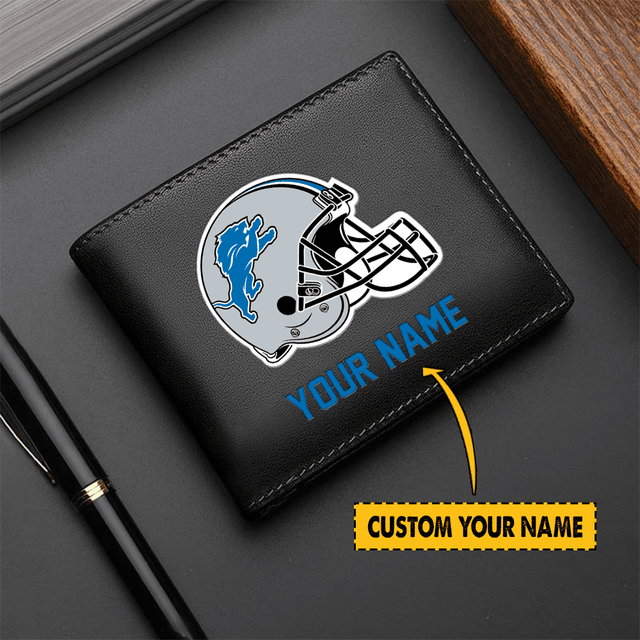 LIMITED EDITION - NEW CUSTOMIZED NFL04 DT LIONS LEATHER WALLET