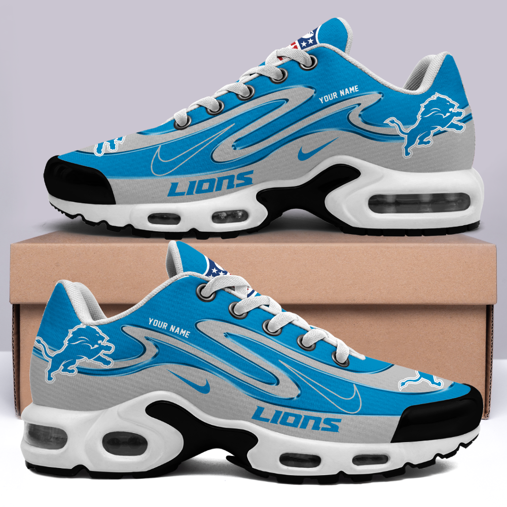 LIMITED EDITION - NEW CUSTOMIZED NFL04 DTL DETROIT LIONS AIR MAX PLUS SNEAKERS