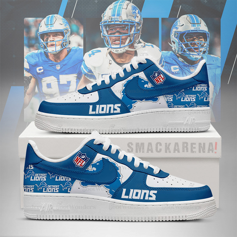 LIMITED EDITION - NEW CUSTOMIZED NFL04 DTL DT LIONS AF1 SNEAKERS