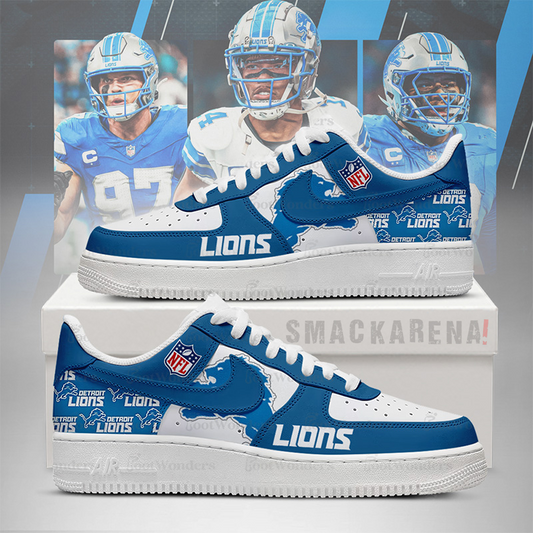 LIMITED EDITION - NEW CUSTOMIZED NFL04 DTL DT LIONS AF1 SNEAKERS