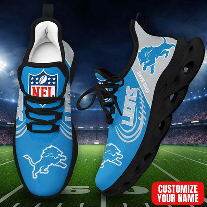 LIMITED EDITION - NEW CUSTOMIZED NFL04 DTL DT LIONS PREMIUM CLUNKY SNEAKERS