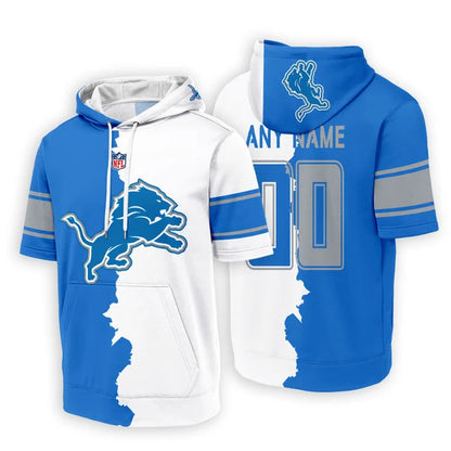 LIMITED EDITION - NEW CUSTOMIZED NFL04 DTL DETROIT LIONS SHORT SLEEVE HOODIE T-SHIRT