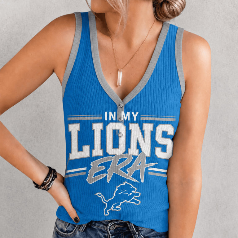 [SPECIAL OFFER] NEW CUSTOMIZED NFL04 DTL DETROIT LIONS WOMEN'S V-NECK TANK TOP