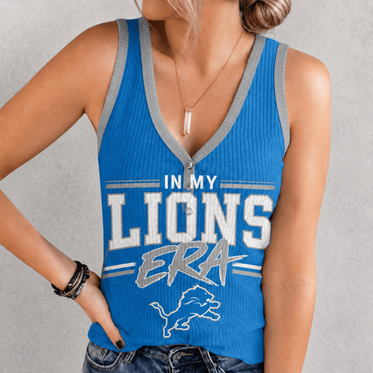 [SPECIAL OFFER] NEW CUSTOMIZED NFL04 DTL DETROIT LIONS WOMEN'S V-NECK TANK TOP