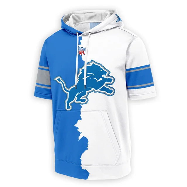 LIMITED EDITION - NEW CUSTOMIZED NFL04 DTL DETROIT LIONS SHORT SLEEVE HOODIE T-SHIRT