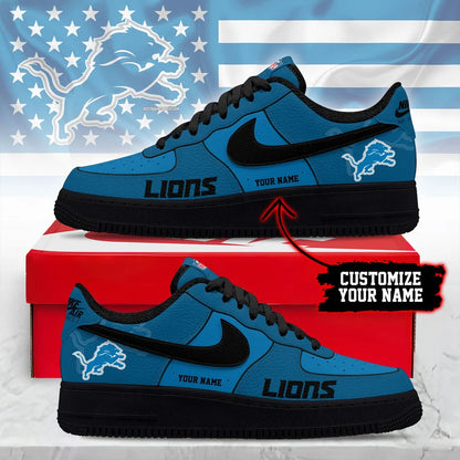 LIMITED EDITION - NEW CUSTOMIZED NFL04 DTL DT LIONS AF1 SNEAKERS