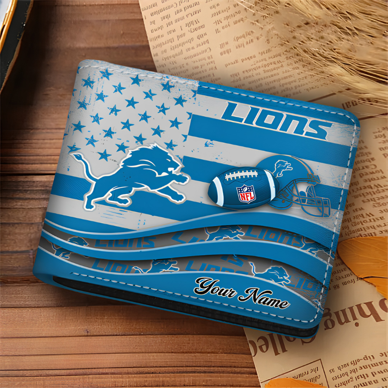 [SPECIAL OFFER] NEW CUSTOMIZED NFL04 DTL DETROIT LIONS LEATHER WALLET