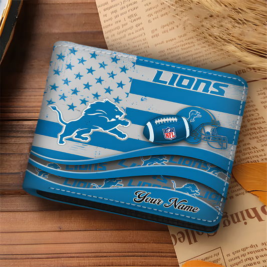 [SPECIAL OFFER] NEW CUSTOMIZED NFL04 DTL DETROIT LIONS LEATHER WALLET