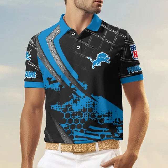 LIMITED EDITION - NEW CUSTOMIZED NFL04 DTL DETROIT LIONS POLO SHIRT