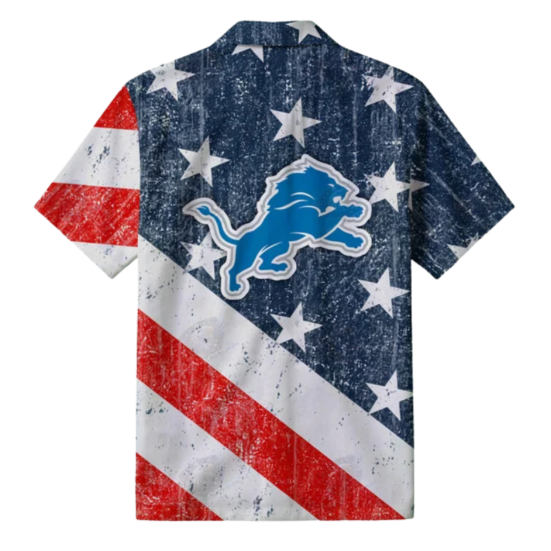 LIMITED EDITION - NEW CUSTOMIZED NFL04 DTL DETROIT LIONS PATRIOTIC 250 USA HAWAIIAN SHIRT