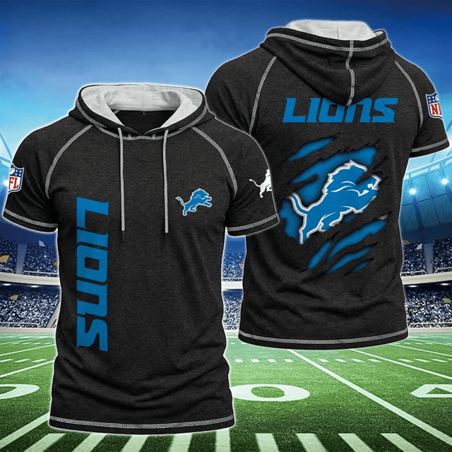 [SPECIAL OFFER] NEW CUSTOMIZED NFL04 DTL DETROIT LIONS SHORT SLEEVE HOODIE
