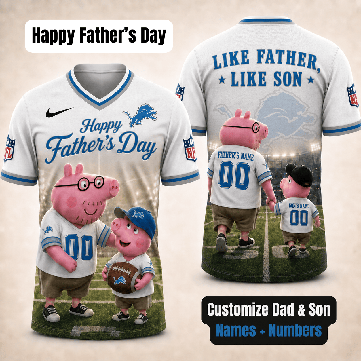 [FATHER'S DAY] NEW CUSTOMIZED NFL04 DTL DETROIT LIONS FOOTBALL JERSEY