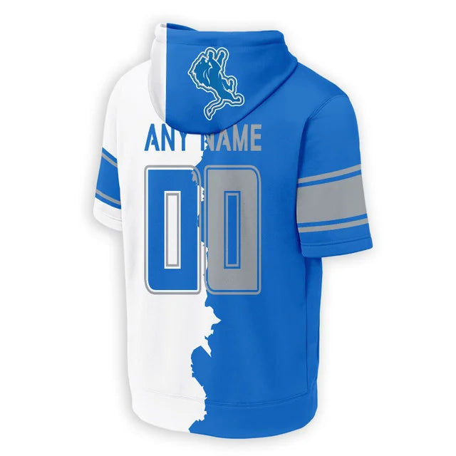 LIMITED EDITION - NEW CUSTOMIZED NFL04 DTL DETROIT LIONS SHORT SLEEVE HOODIE T-SHIRT