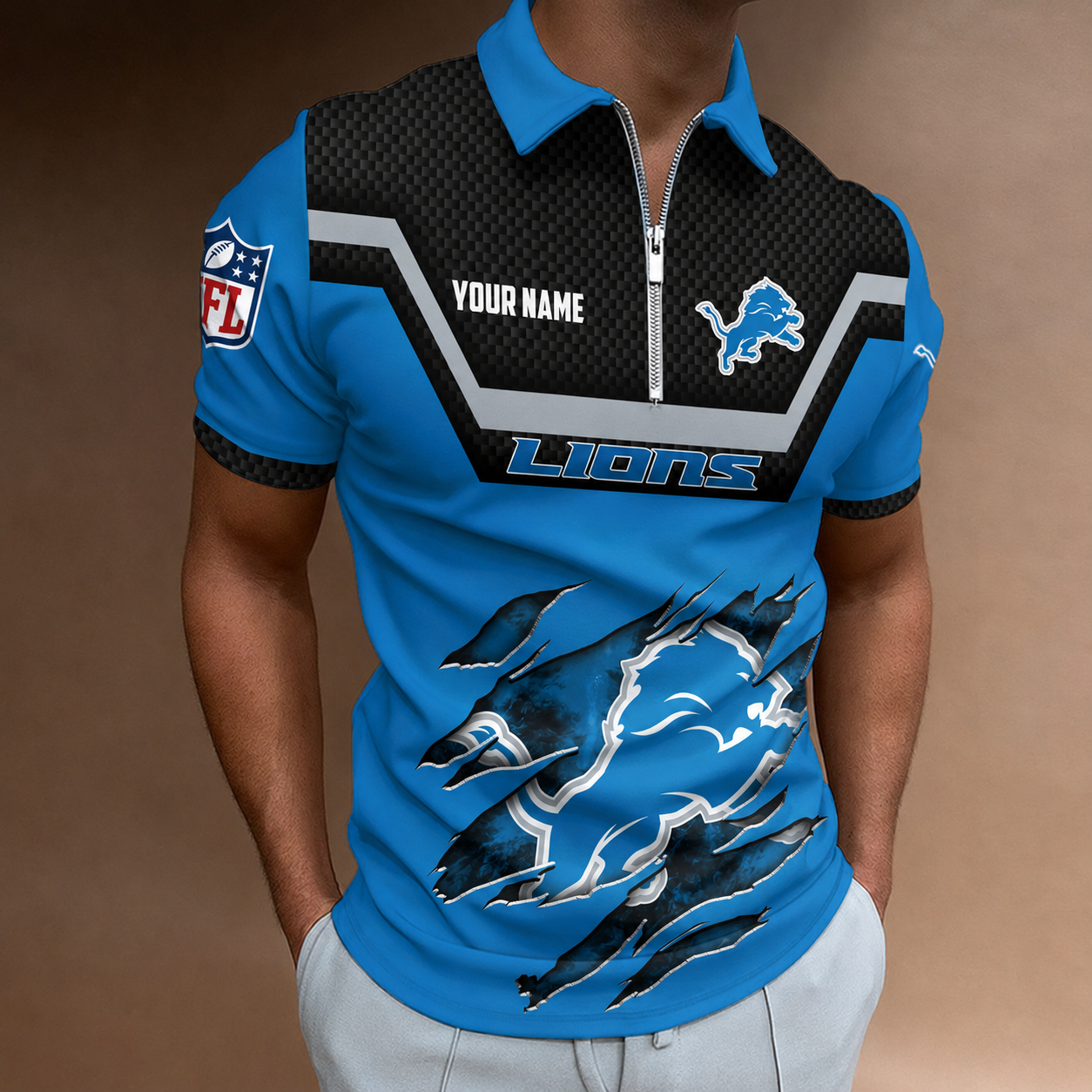 LIMITED EDITION - NEW CUSTOMIZED NFL04 DTL DETROIT LIONS T-SHIRT, POLO SHIRT, ZIP POLO SHIRT, SWEATSHIRT, HOODIE & ZIP HOODIE