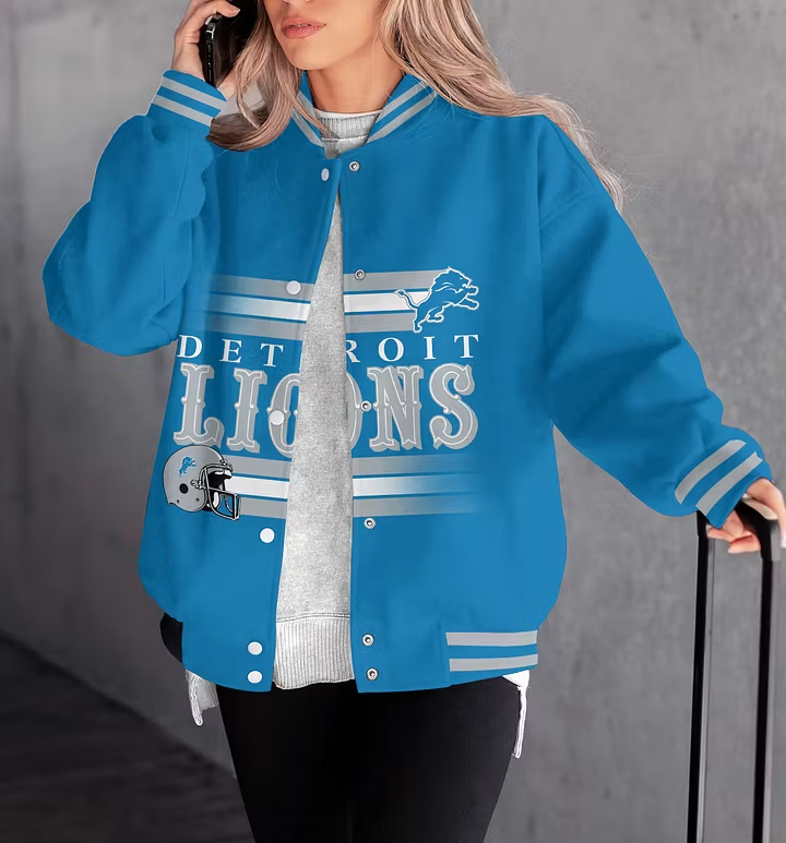 LIMITED EDITION - NEW CUSTOMIZED NFL04 DTL DETROIT LIONS SATIN VARSITY & BASEBALL JACKET
