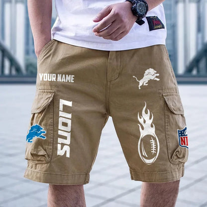 [SPECIAL OFFER] NEW CUSTOMIZED NFL04 DTL DETROIT LIONS CARGO SHORTS