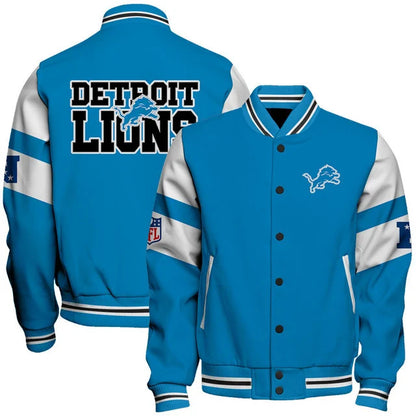 LIMITED EDITION - NEW CUSTOMIZED NFL04 DTL DETROIT LIONS SATIN VARSITY & BASEBALL JACKET