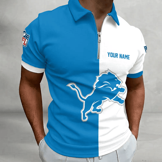 [SPECIAL OFFER] NEW CUSTOMIZED NFL04 DTL DETROIT LIONS ZIP POLO SHIRT