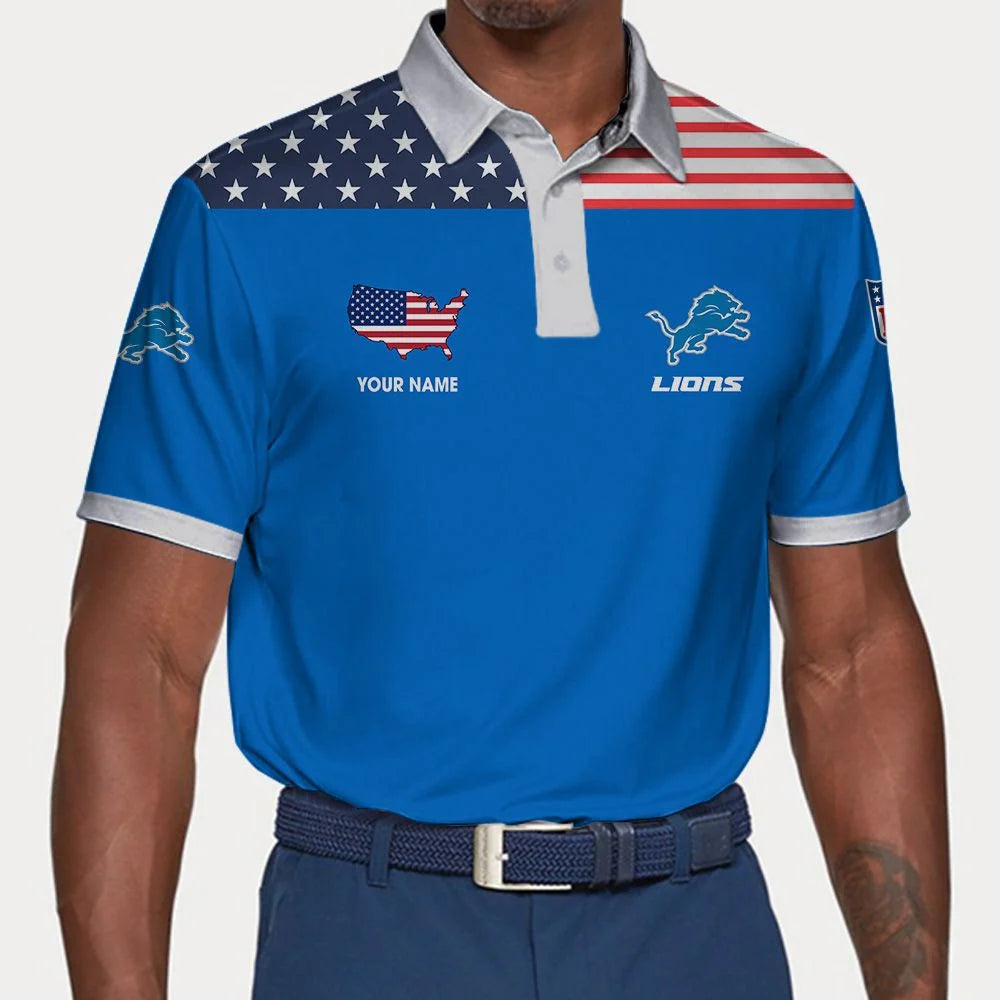 LIMITED EDITION - NEW CUSTOMIZED NFL04 DTL DETROIT LIONS POLO SHIRT