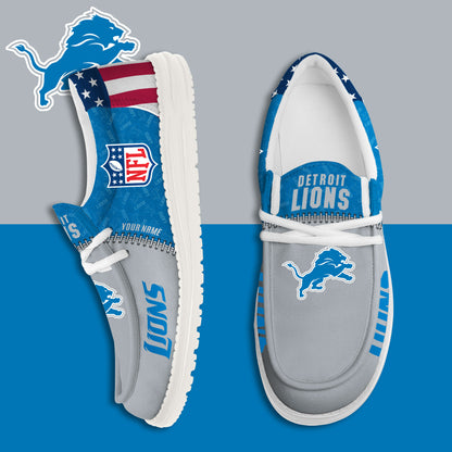 LIMITED EDITION - NEW CUSTOMIZED NFL04 DTL DETROIT LIONS LOAFER SHOES