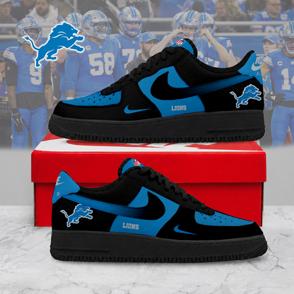 ELITE EDITION - NEW CUSTOMIZED NFL04 DTL DETROIT LIONS AF1 SNEAKERS