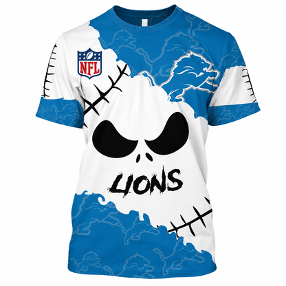 LIMITED EDITION - NEW CUSTOMIZED NFL04 DTL DETROIT LIONS HALLOWEEN SKULL APPAREL FOR FANS