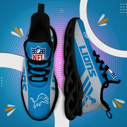 LIMITED EDITION - NEW CUSTOMIZED NFL04 DTL DETROIT LIONS UNISEX MAX SOUL SHOES