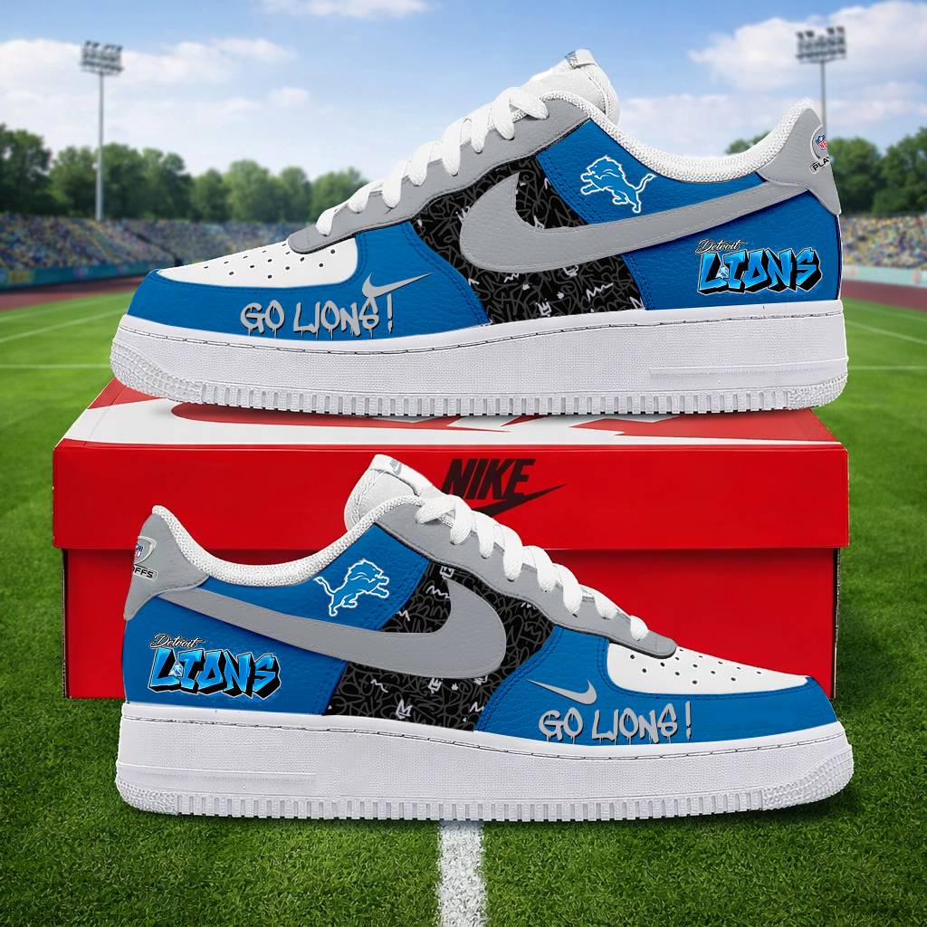LIMITED EDITION - NEW CUSTOMIZED NFL04 DTL DETROIT LIONS AF1 SNEAKERS