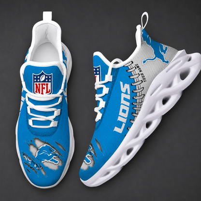 LIMITED EDITION - NEW CUSTOMIZED NFL04 DTL DETROIT LIONS UNISEX MAX SOUL SHOES
