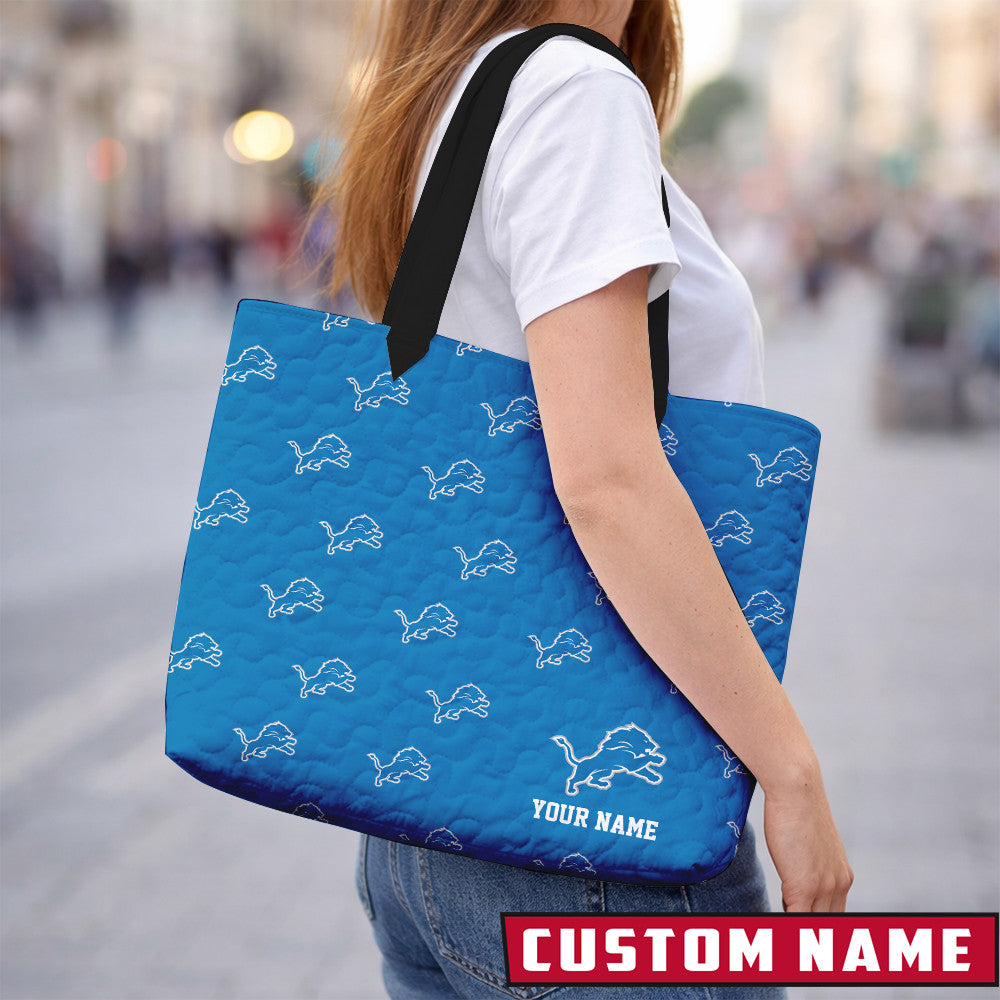 LIMITED EDITION - NEW CUSTOMIZED NFL04 DT LIONS QUILTED TOTE BAG