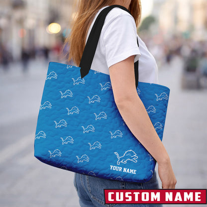 LIMITED EDITION - NEW CUSTOMIZED NFL04 DT LIONS QUILTED TOTE BAG