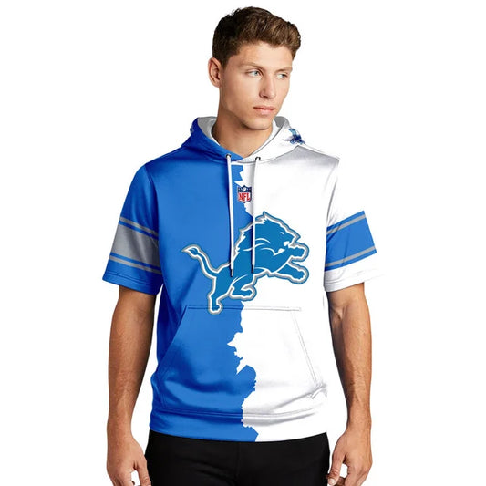 LIMITED EDITION - NEW CUSTOMIZED NFL04 DTL DETROIT LIONS SHORT SLEEVE HOODIE T-SHIRT